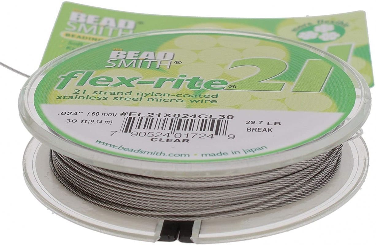 Flex-Rite 21 Strand Nylon Coated, SS Beading Wire - 0.024mm, Clear - by ...